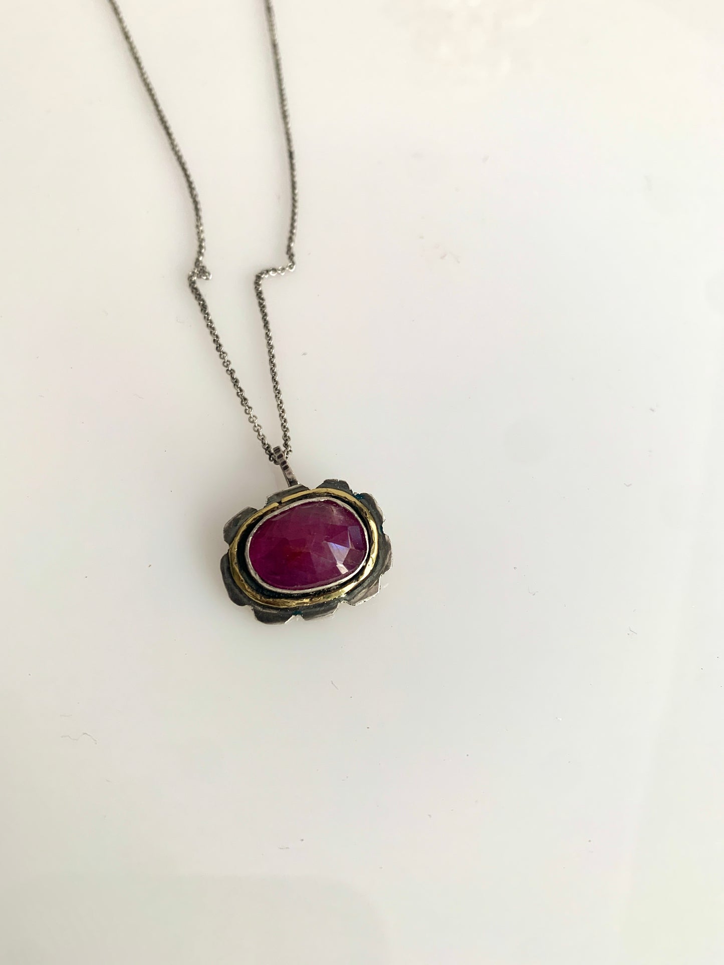 Ruby flower pendant