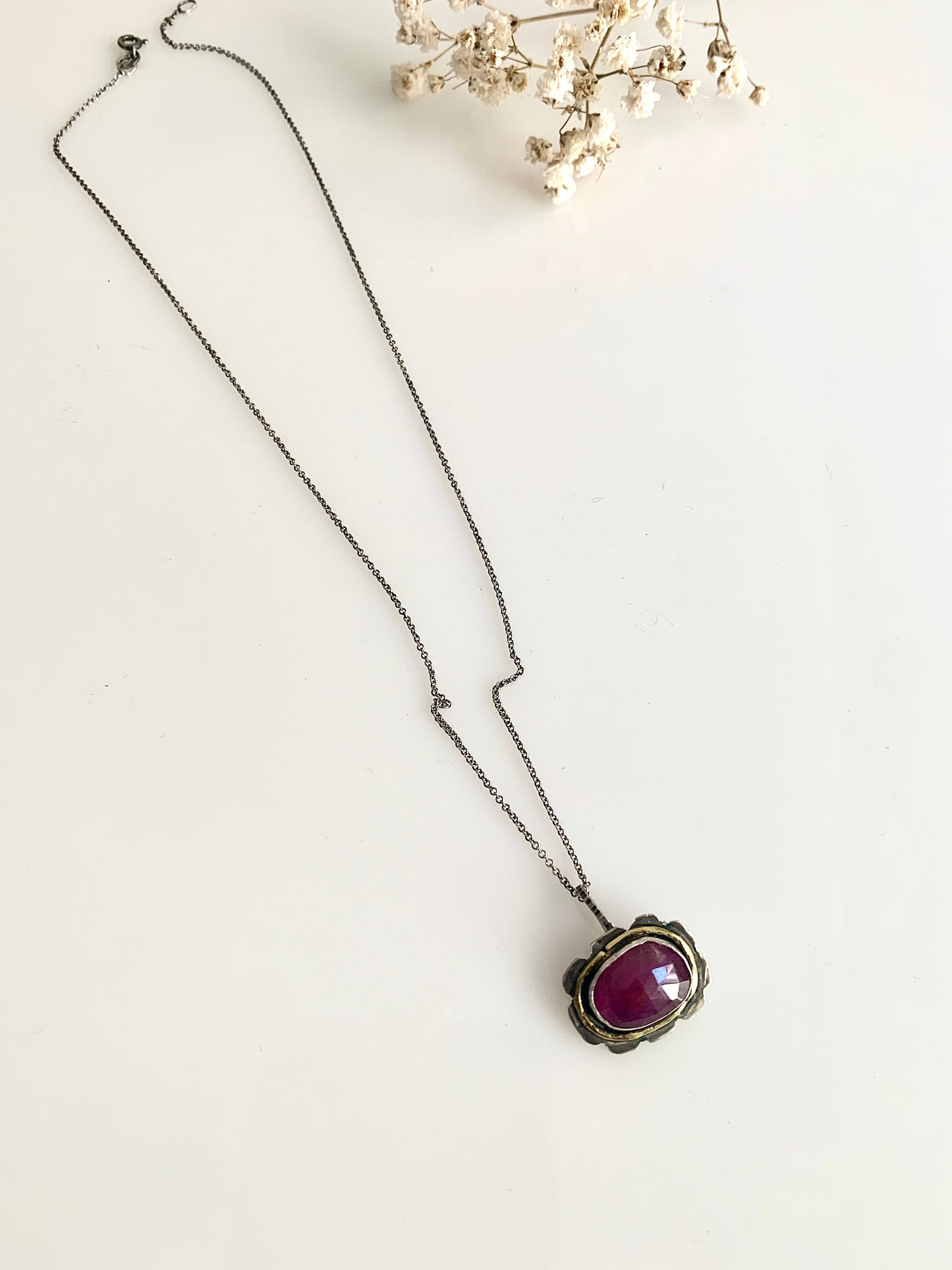 Ruby flower pendant