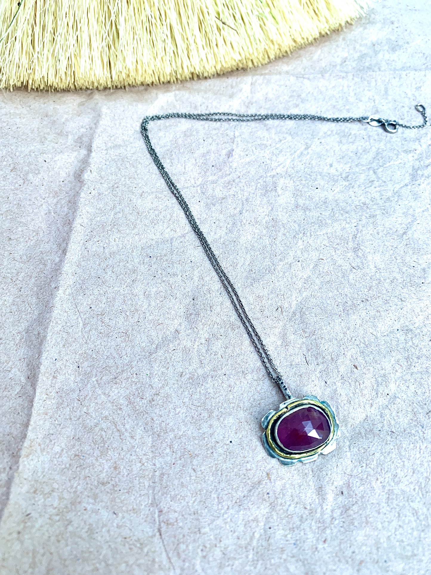 Ruby flower pendant