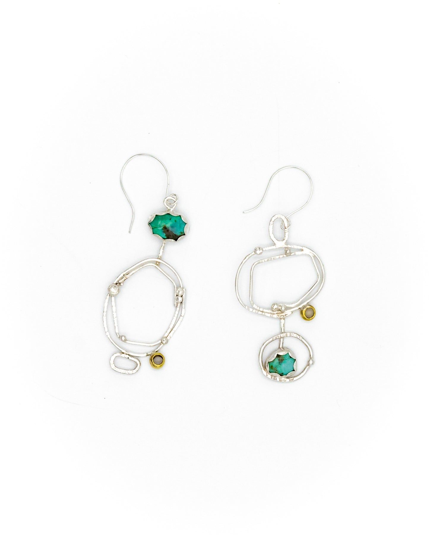 Asymmetric up and down Turquoise earrings