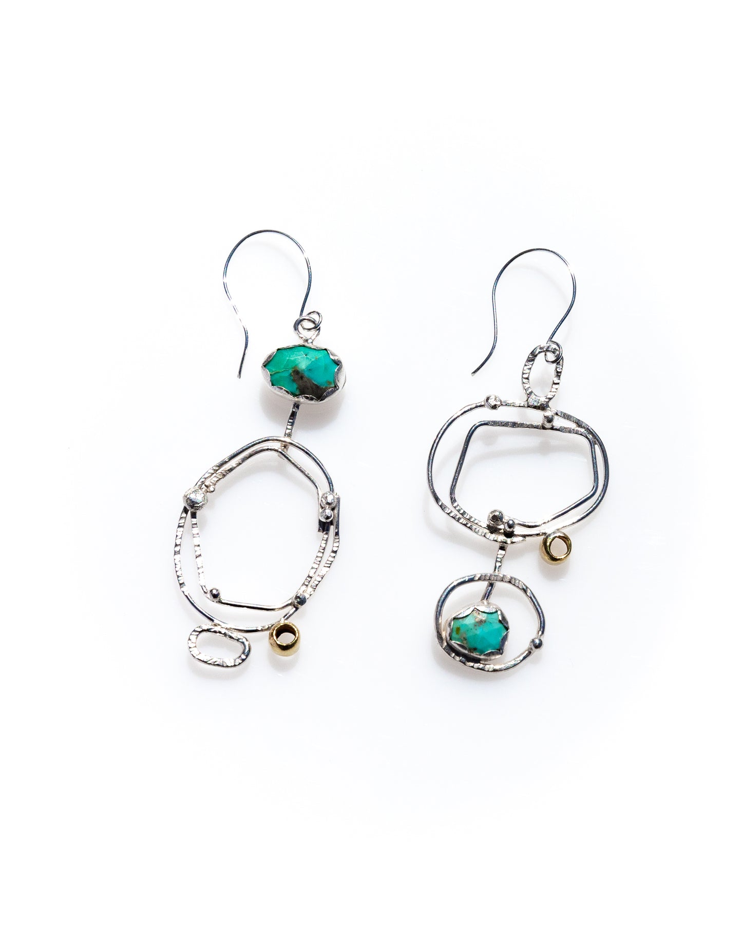 Asymmetric up and down Turquoise earrings
