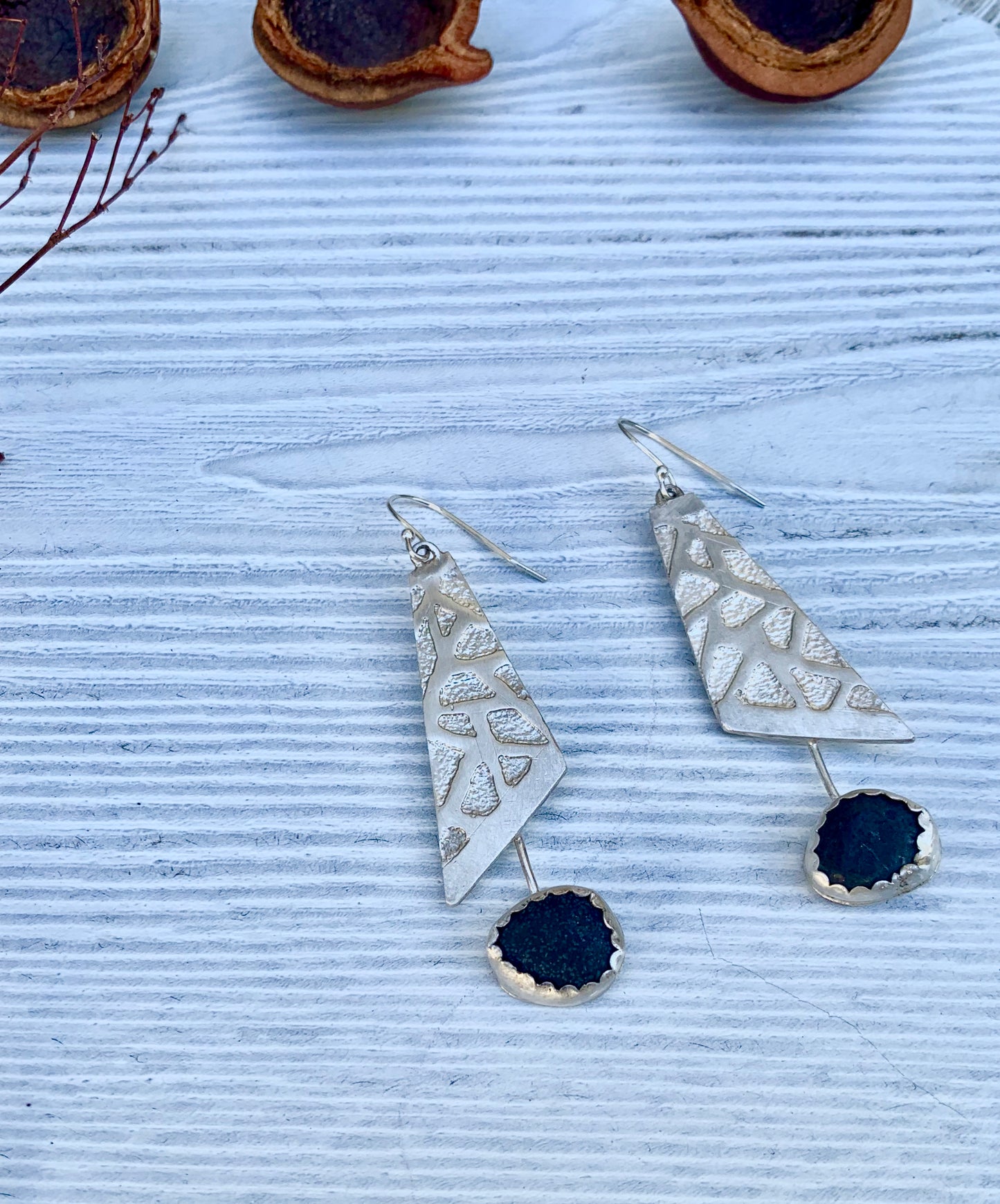 Etched Silver earrings