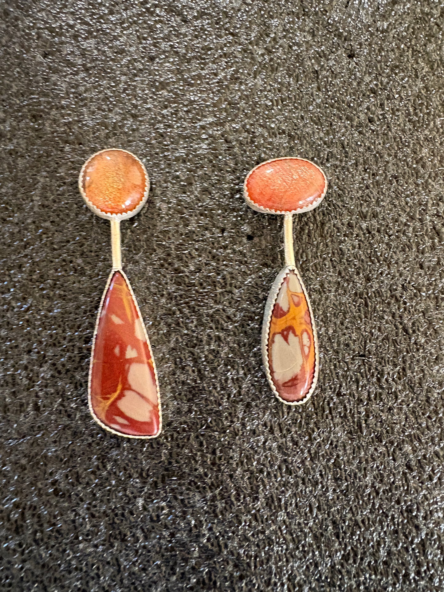 Red Jasper Asymmetric, One of a kind earrings with posts