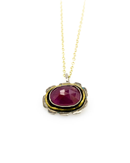 Ruby flower pendant
