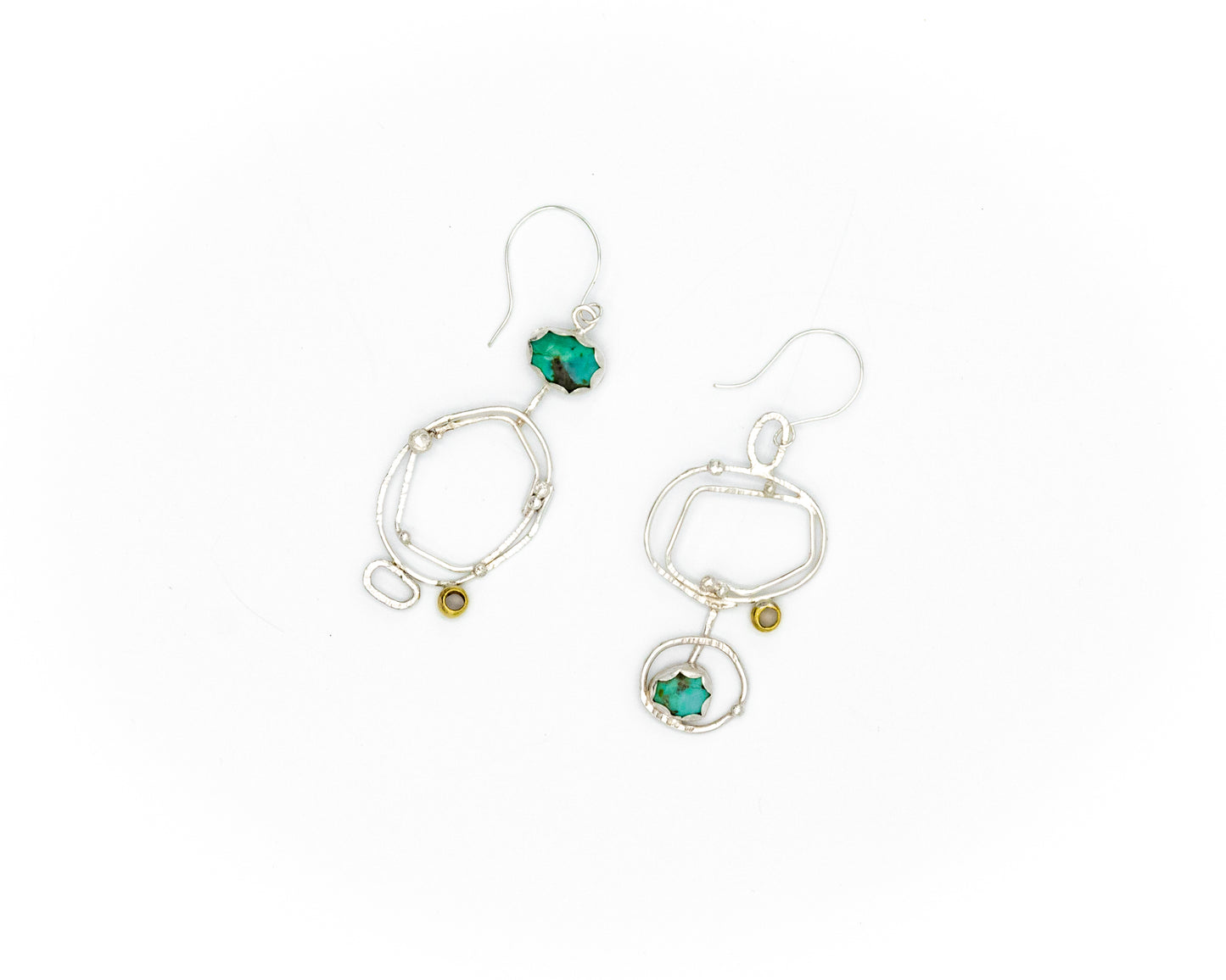 Asymmetric up and down Turquoise earrings