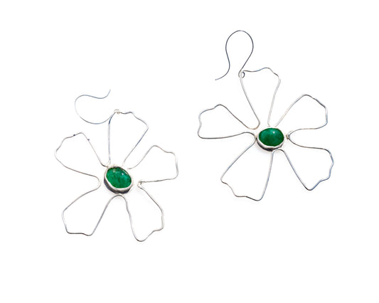 Floral emerald earrings