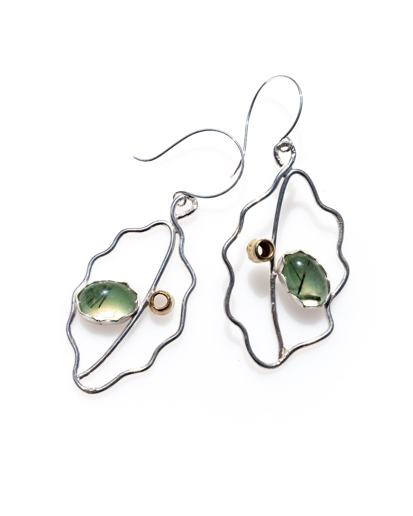 Leaf prehnite  earrings with dew drop